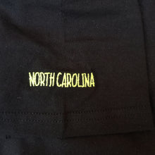 Load image into Gallery viewer, North Carolina black t-shirt sleeve detail

