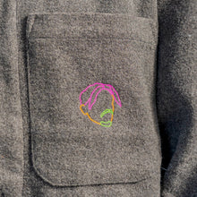 Load image into Gallery viewer, Oakland dark heather grey jacket embroidered detail
