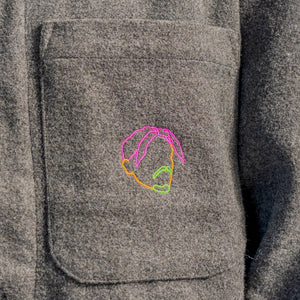 Oakland dark heather grey jacket embroidered detail