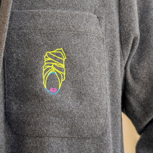 Dallas dark heather grey jacket embroidered detail