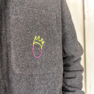 Brooklyn dark heather grey jacket embroidered detail