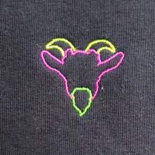 Load image into Gallery viewer, GOAT black sweatshirt embroidered detail
