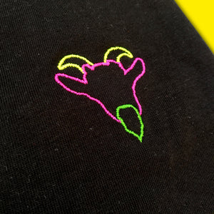 GOAT black t-shirt logo embroidered detail