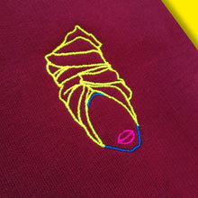 Load image into Gallery viewer, Dallas bordeaux sweatshirt embroidered detail
