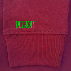 Detroit bordeaux sweatshirt sleeve embroidered detail