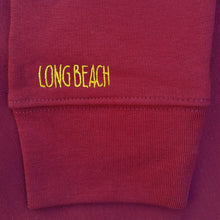 Load image into Gallery viewer, Long beach bordeaux sweatshirt embroidered sleeve detail
