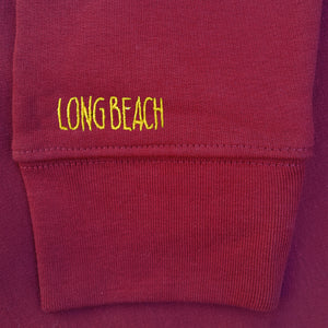 Long beach bordeaux sweatshirt embroidered sleeve detail